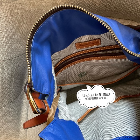 Dooney Bourke Newbury Leather Sloan Dixon Crossbody Bag Cobalt Blue & Tan 👜💙 - Picture 15 of 16